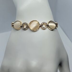 Brand New 18K Gold-Plated White Opal Bracelet | Elegant Design